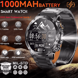 titanx military gps smartwatch with 1000mah battery & amoled display