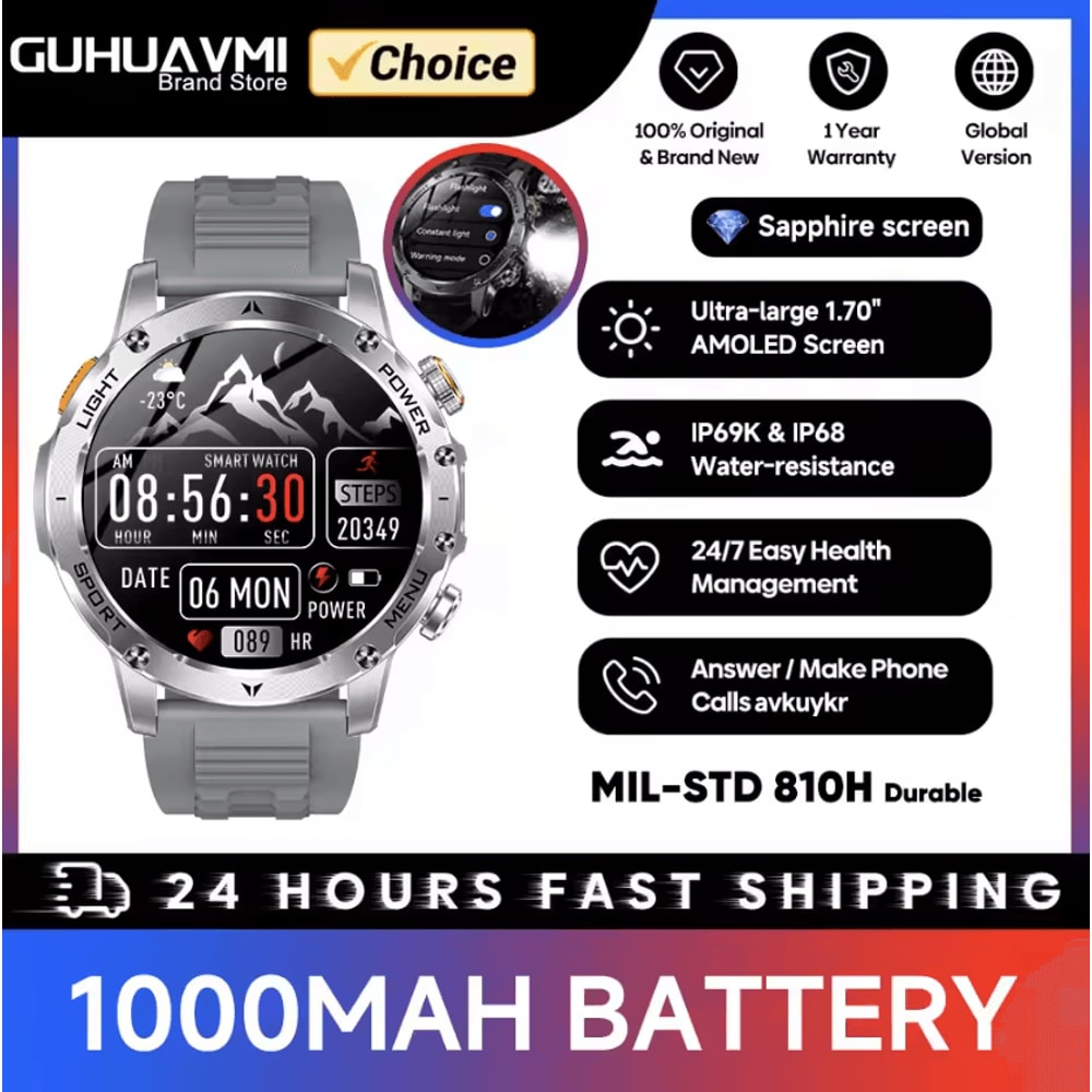 TitanX Military GPS Smartwatch With 1000mAh Battery AMOLED Display 1
