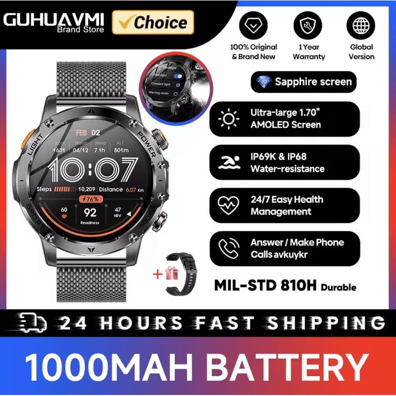 TitanX Military GPS Smartwatch With 1000mAh Battery AMOLED Display 4