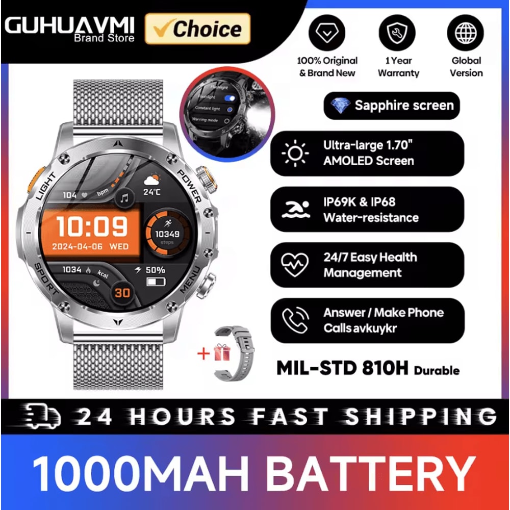 TitanX Military GPS Smartwatch With 1000mAh Battery AMOLED Display 5