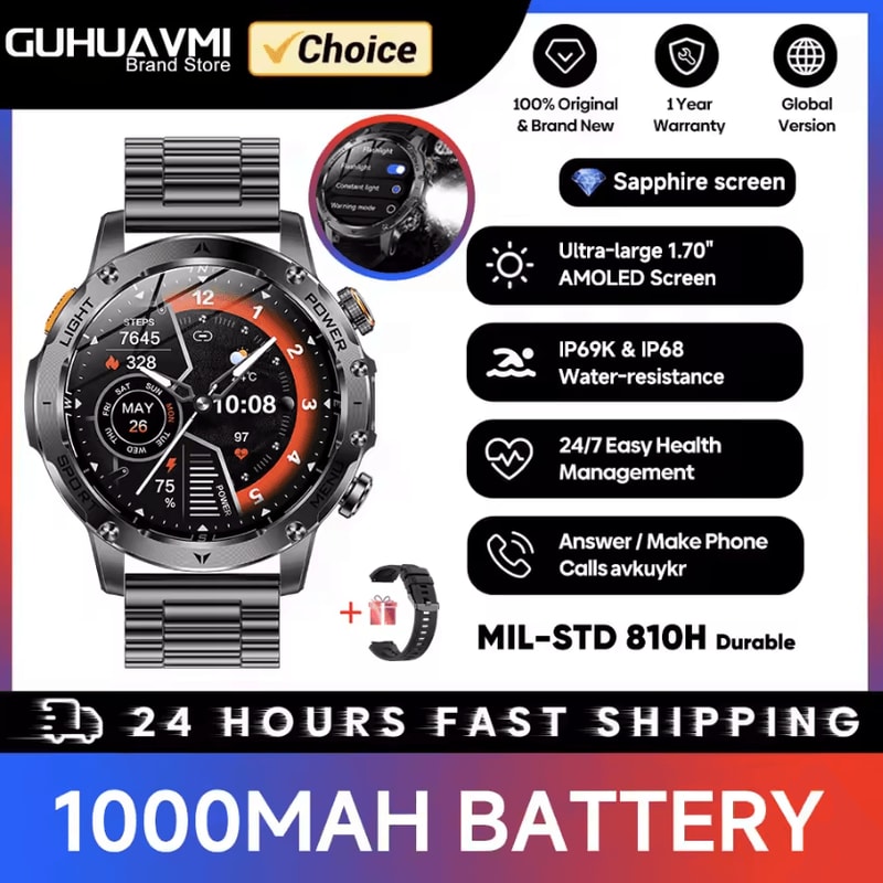 TitanX Military GPS Smartwatch With 1000mAh Battery AMOLED Display 6