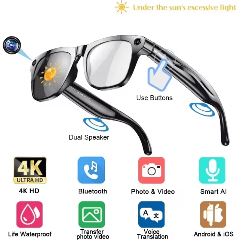 OmniLens 4K AI Smart Translation Glasses With Camera Bluetooth Calling 2