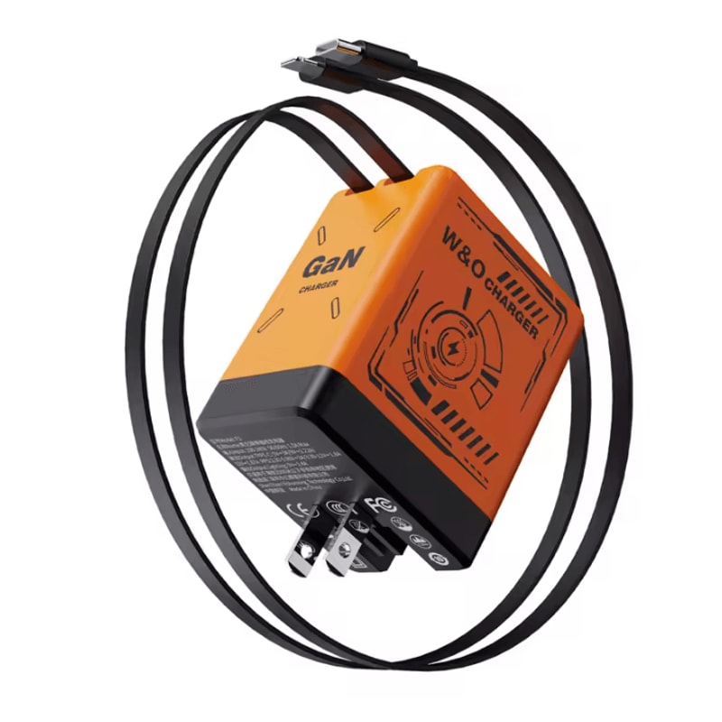 VoltMini GaN Fast Charging Adapter With Retractable Cable MultiProtection 8