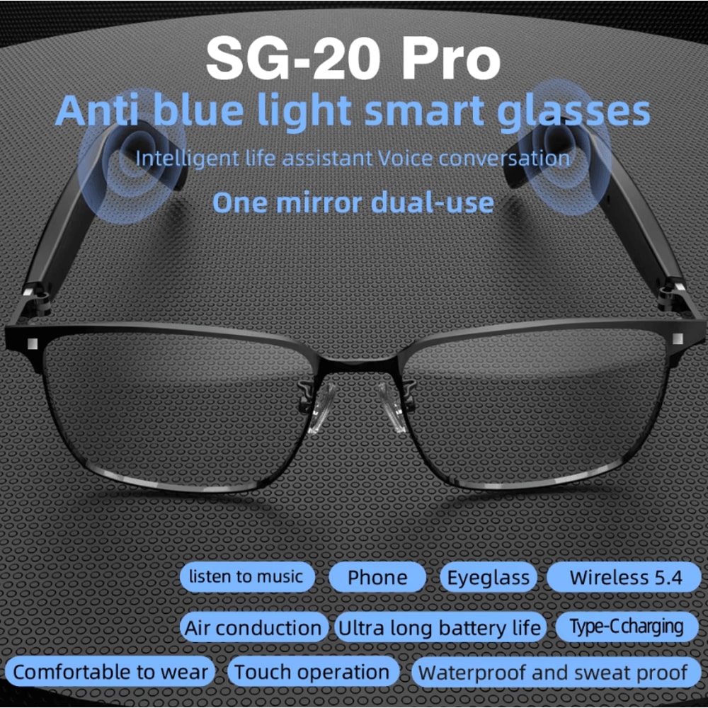 SG20 Pro 2in1 Bluetooth Smart Glasses With Audio Voice Assistant UV Protection 4
