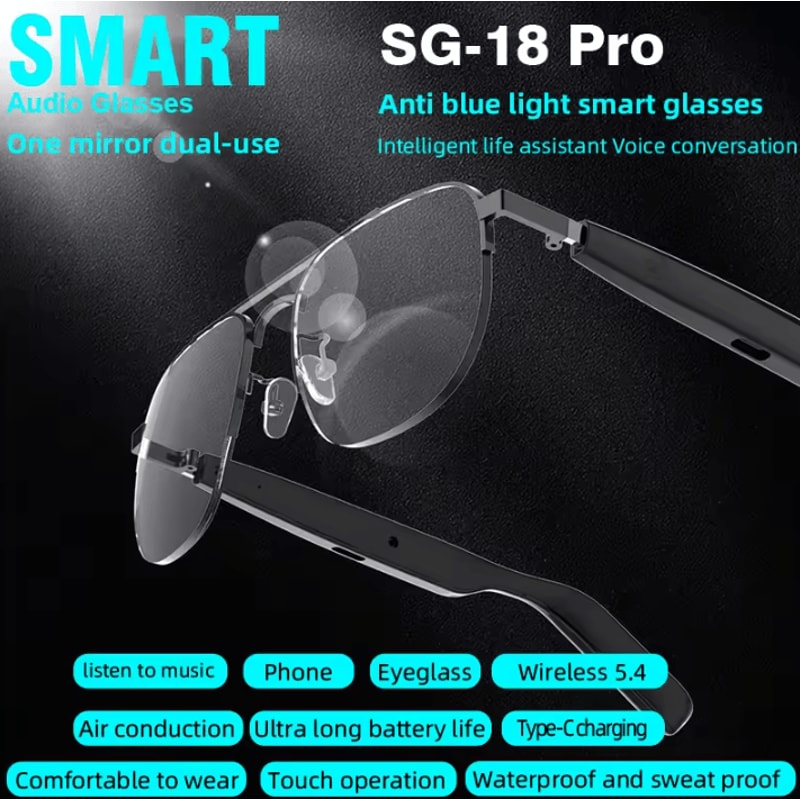 SG15 Pro 2in1 Bluetooth Smart Glasses With Audio AntiBlue Light Protection 4