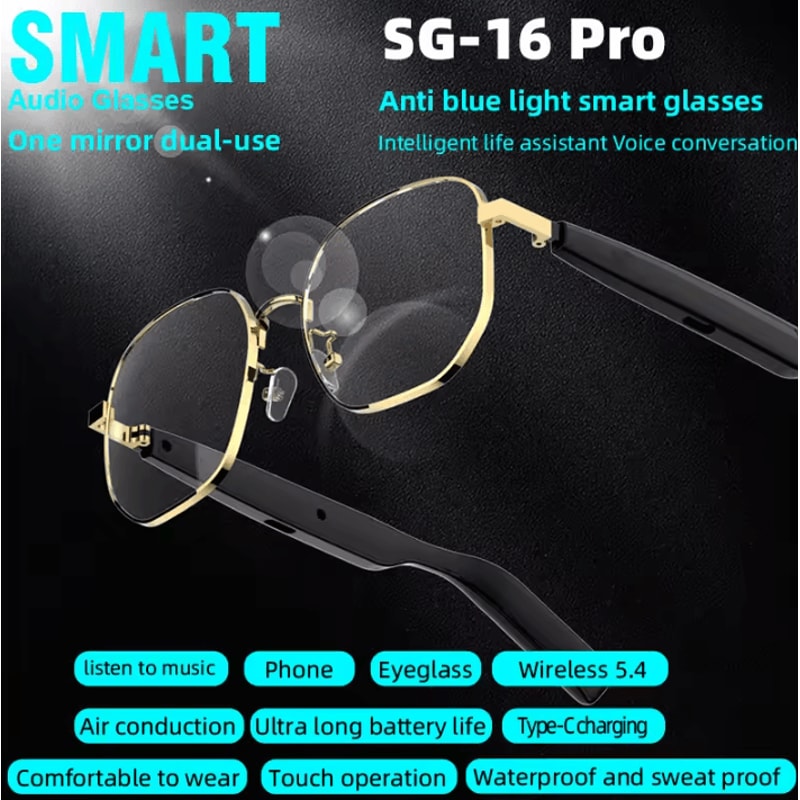 SG16 Pro 2in1 Bluetooth Smart Glasses With Audio AntiBlue Light Protection 3