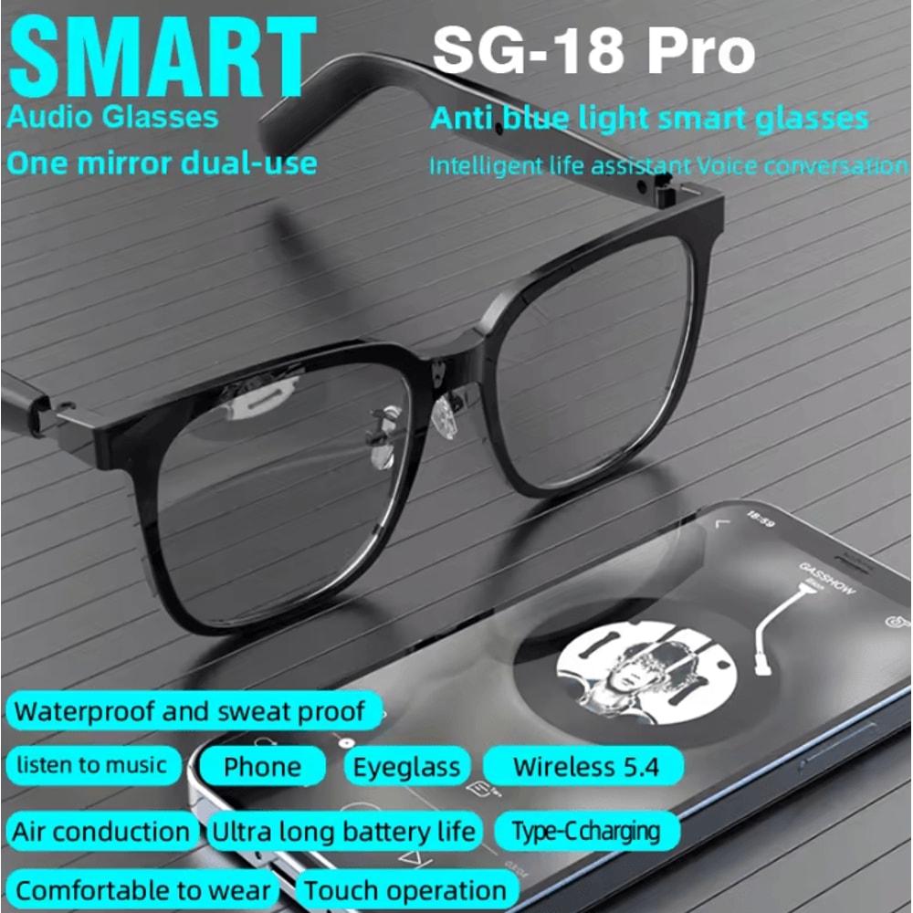 SG18 Pro 2in1 Bluetooth Smart Glasses With Magnetic Lenses OpenEar Audio 2
