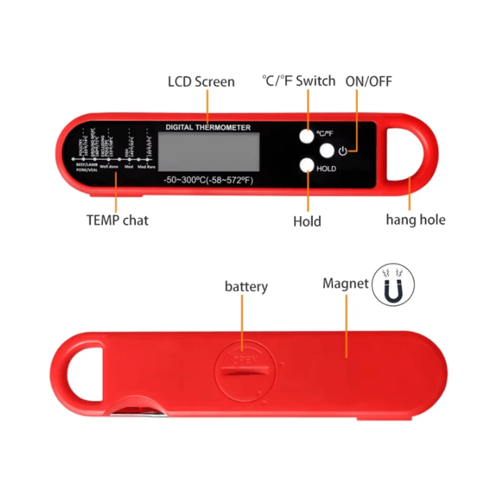 GrillMaster Pro Digital Instant Read Meat Thermometer With Waterproof Backlit Display 1