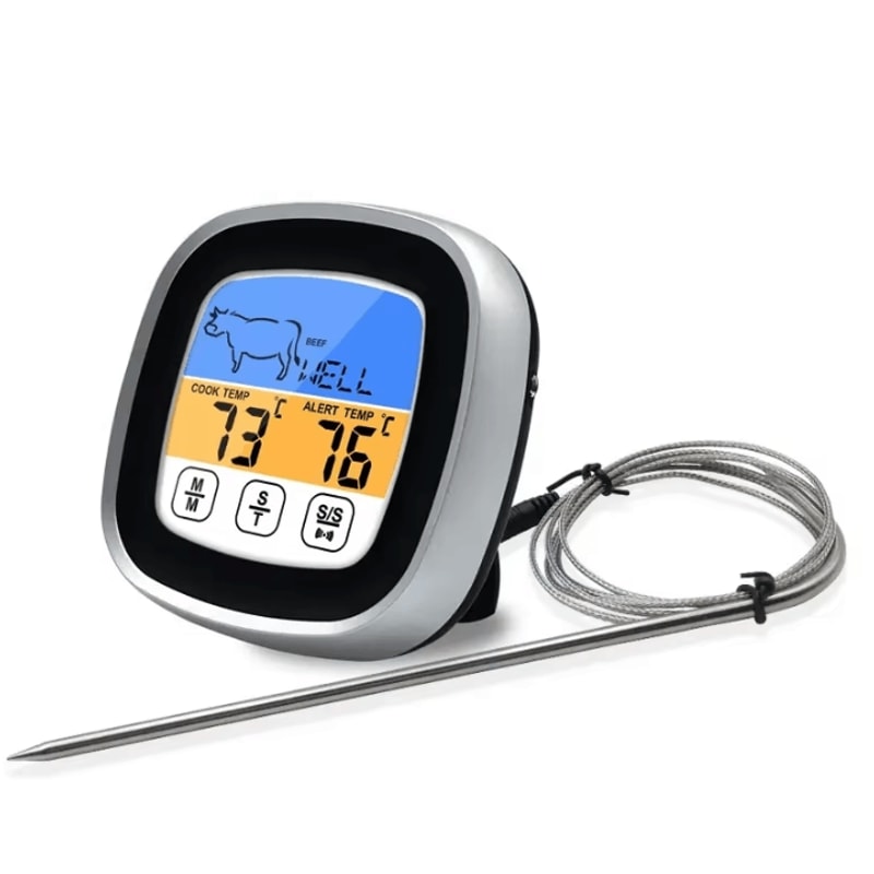 CookMaster Pro Digital Meat Thermometer With Touchscreen LCD Timer Mode 0