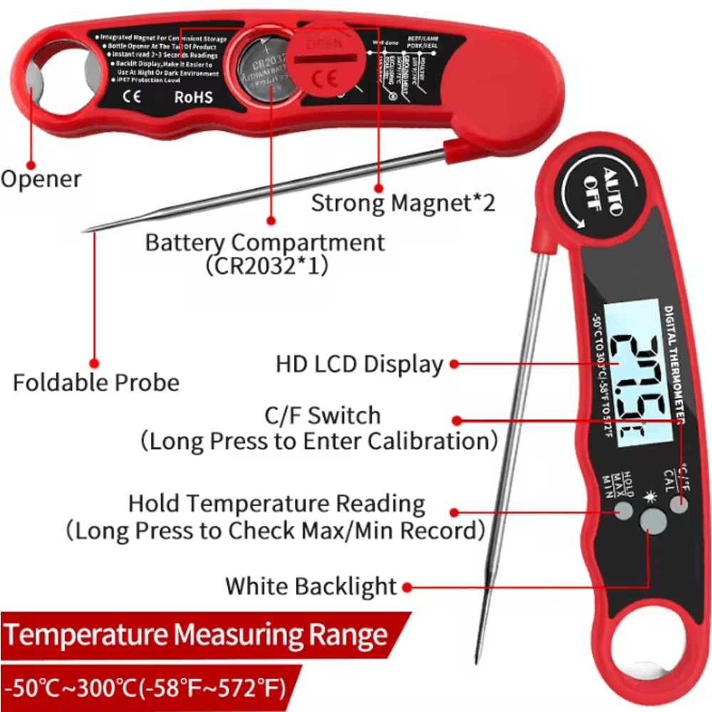 GrillMaster Touch Pro Digital Meat Thermometer With Backlight Hold Function 4