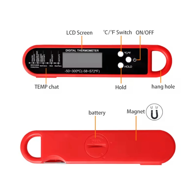 Precision Instant Read Digital Meat Thermometer For BBQ Kitchen Cooking 2
