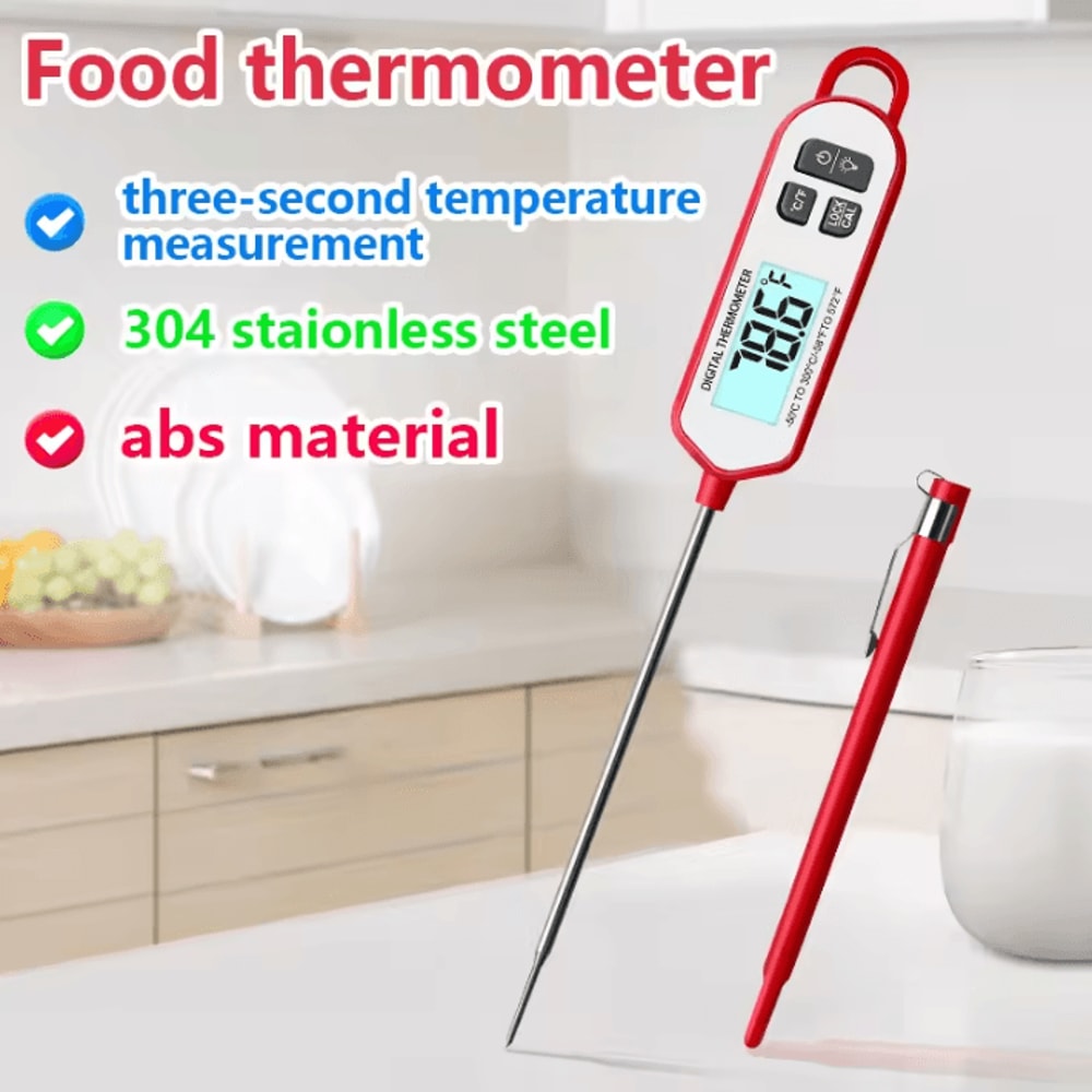 Backlit Digital Meat Thermometer Instant Read BBQ Kitchen Food Probe 0