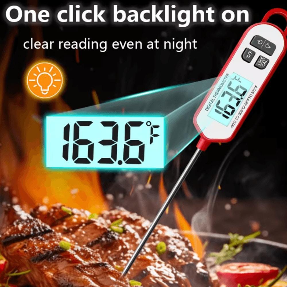 Backlit Digital Meat Thermometer Instant Read BBQ Kitchen Food Probe 1