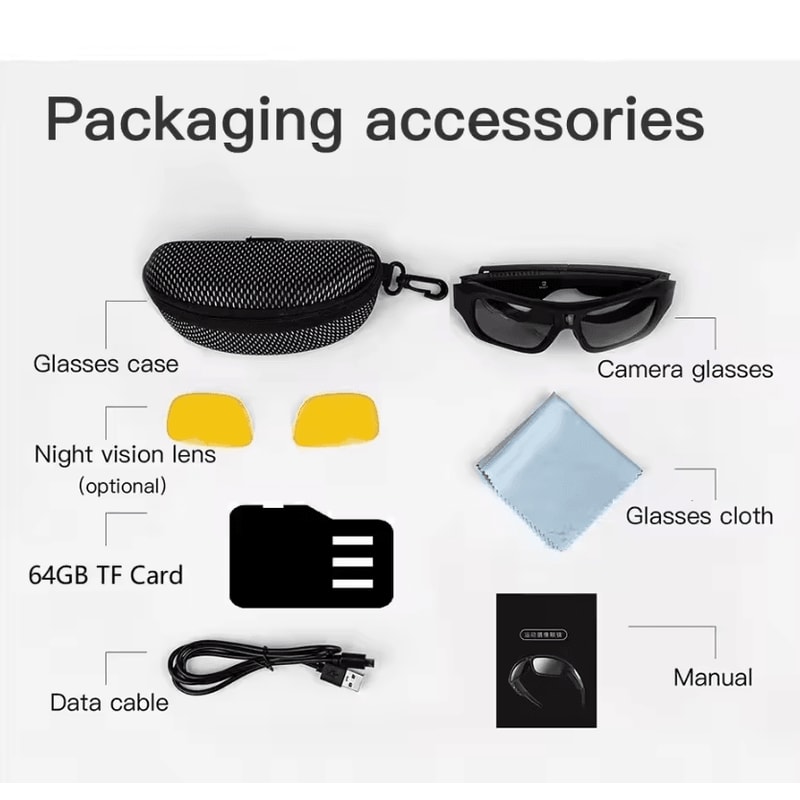 4K Ultra HD Camera Glasses HandsFree Video Recording Sports Sunglasses 5