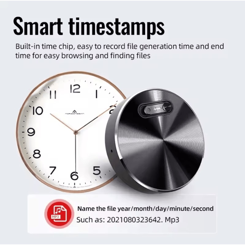 32GB Voice Activated Recorder Mini Keychain Dictaphone With Noise Reduction MP3 Playback 3