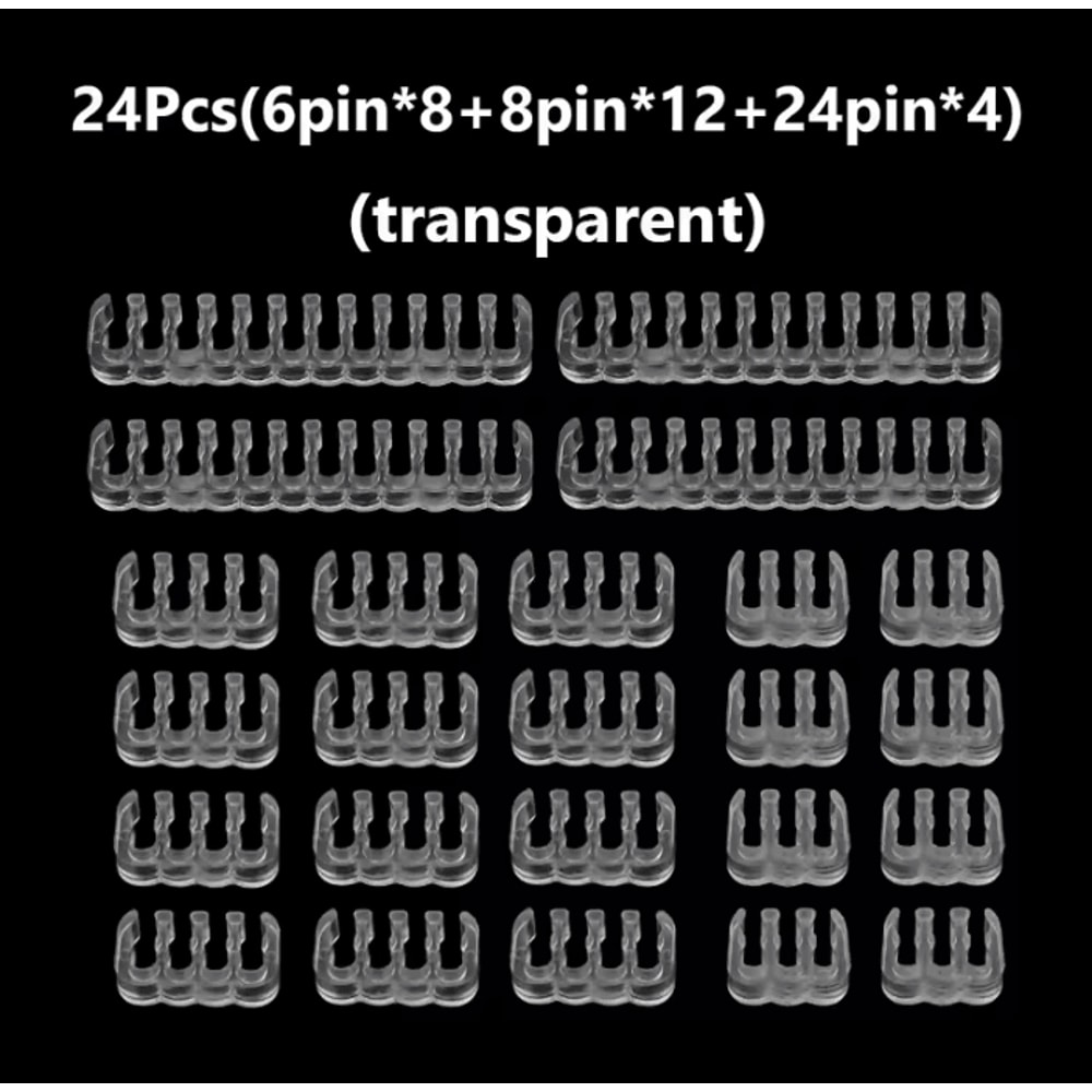 24PCS PC Cable Comb Kit 6824 Pin Wire Organizer For Clean Gaming Builds 5