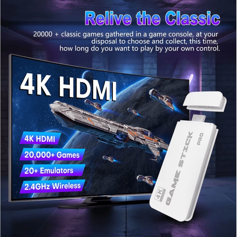 M15 4K Retro Game Stick 20000 Games Plug Play Console 4