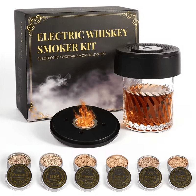 Electric Whiskey Smoke Infuser Kit 6 Wood Chips Rechargeable Cocktail Smoker 0