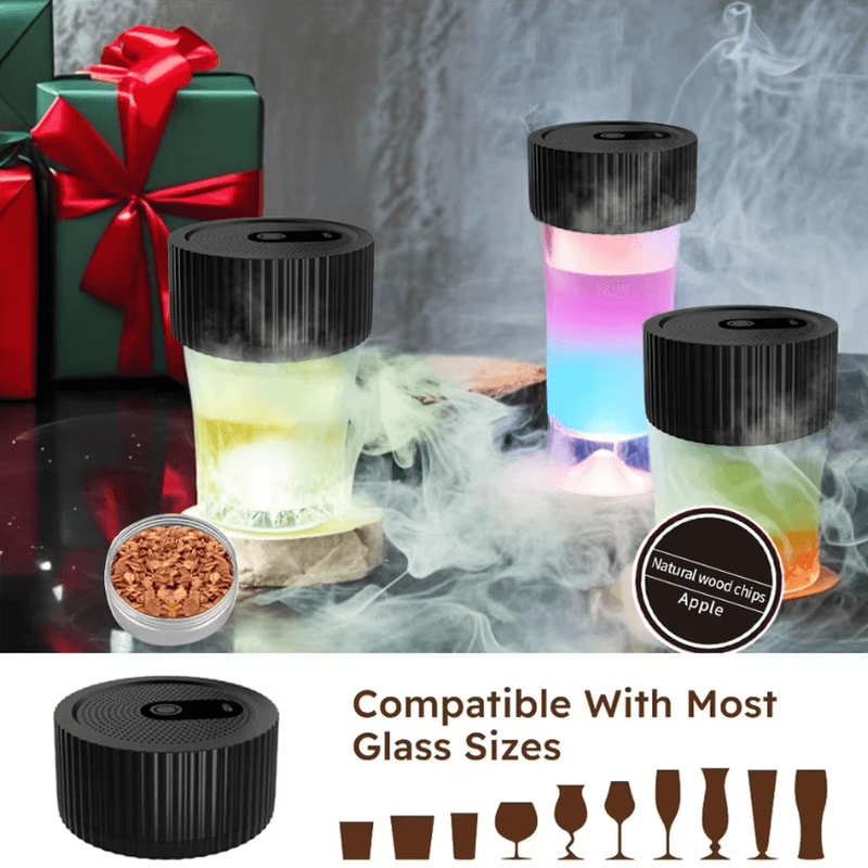 Electric Whiskey Smoke Infuser Kit 6 Wood Chips Rechargeable Cocktail Smoker 2