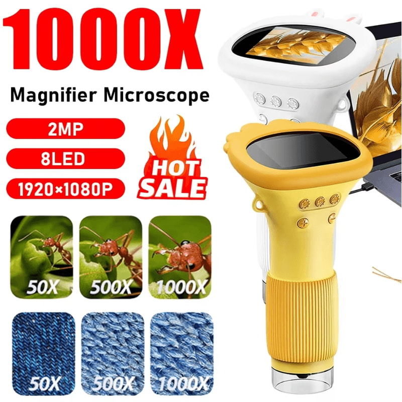 1000X Kids Digital Microscope Camera LED Educational STEM Toy With Photo Video 0
