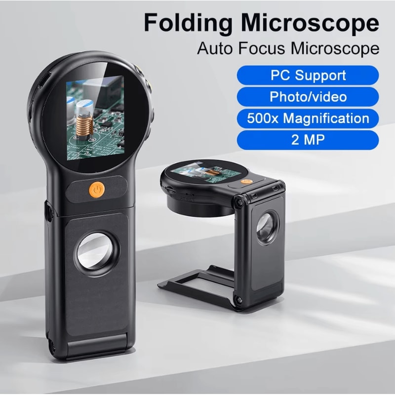 500X Autofocus Digital Microscope With LED Portable 2 Screen Repair Tool 0