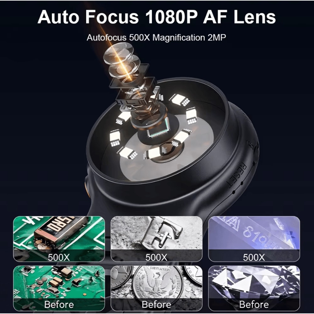 500X Autofocus Digital Microscope With LED Portable 2 Screen Repair Tool 2
