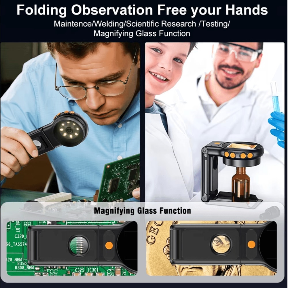 500X Autofocus Digital Microscope With LED Portable 2 Screen Repair Tool 3