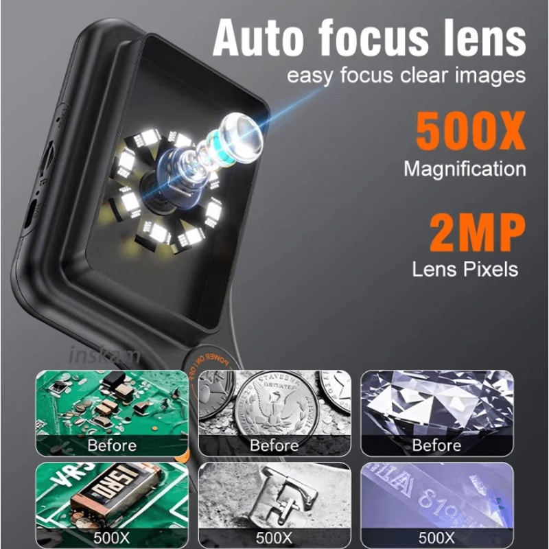 500X Handheld Digital Microscope With 30 IPS Screen Autofocus Camera 2