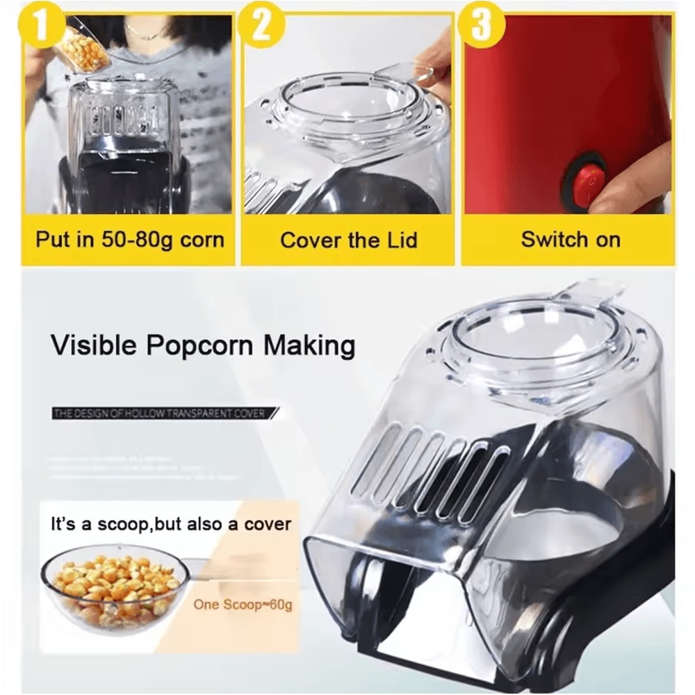 Hot Air Popcorn Maker Machine Healthy OilFree Electric Popcorn Popper 3
