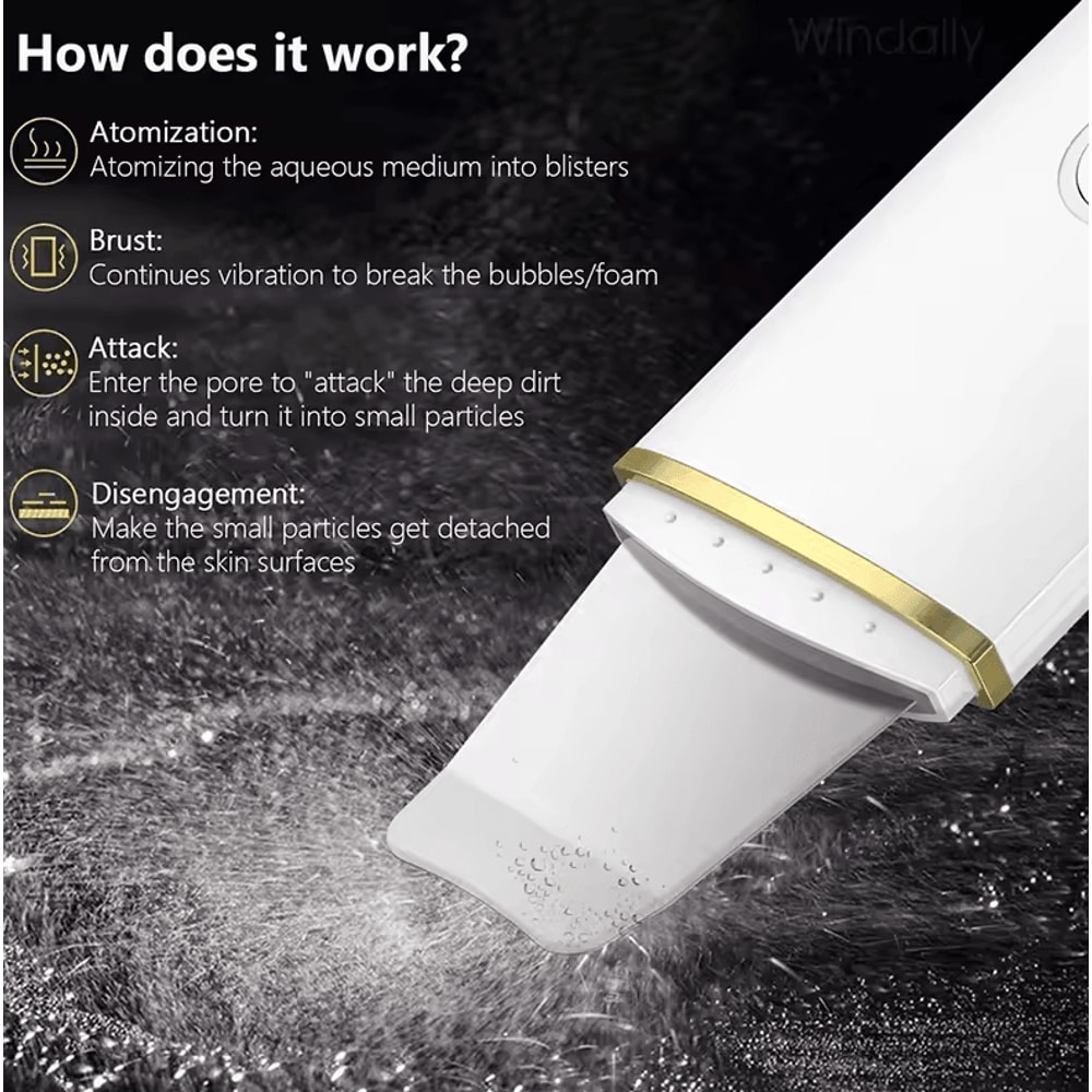 Ultrasonic Skin Scrubber Face Spatula Deep Cleansing Blackhead Remover Tool 3