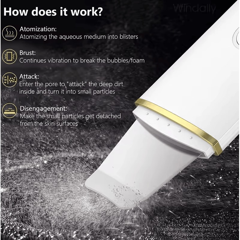 Ultrasonic Skin Scrubber Face Spatula Deep Cleansing Blackhead Remover Tool 3