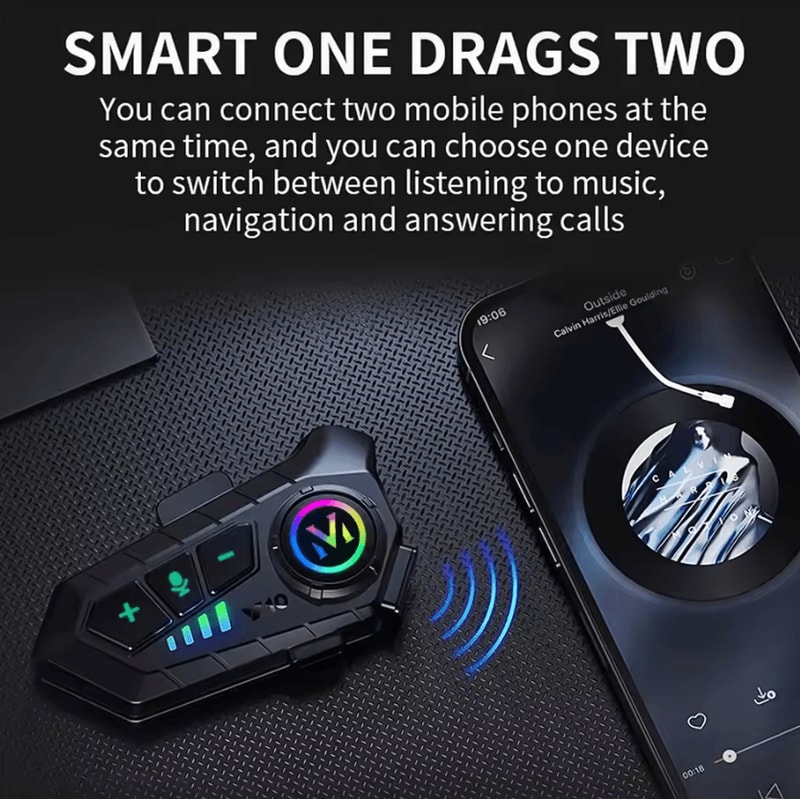 Bluetooth 53 Motorcycle Helmet Headset Waterproof HandsFree Audio MP3 Player 2