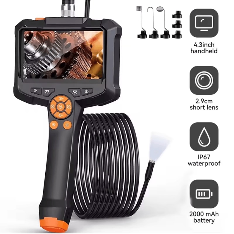 Industrial DualLens Endoscope Camera 1080P HD 43 Inspection Borescope With LED Waterproof Probe 0
