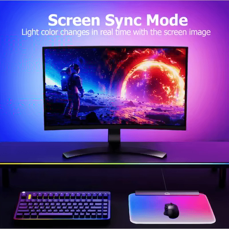RGB LED Smart Mouse Pad Ambient Light Sync Gaming Desk Mat With Dynamic Backlight 2