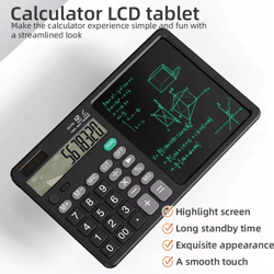 2-in-1 calculator writing tablet – foldable 12-digit lcd memo pad with stylus