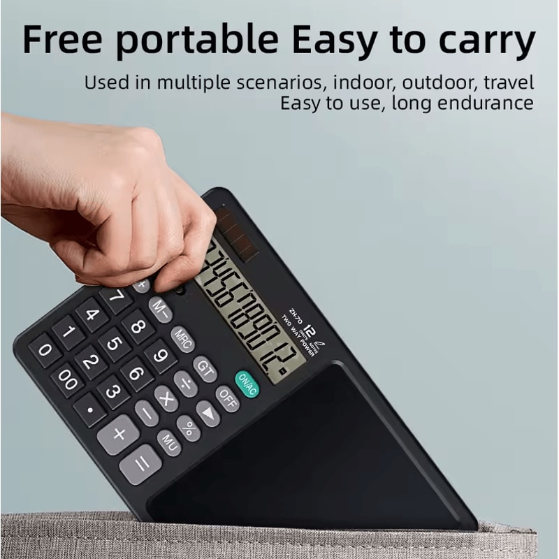2in1 Calculator Writing Tablet Foldable 12Digit LCD Memo Pad With Stylus 1