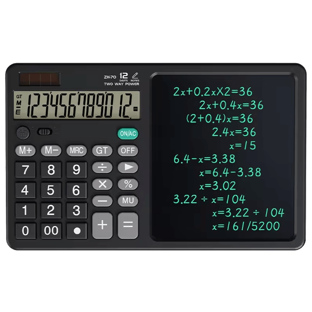 2in1 Calculator Writing Tablet Foldable 12Digit LCD Memo Pad With Stylus 4