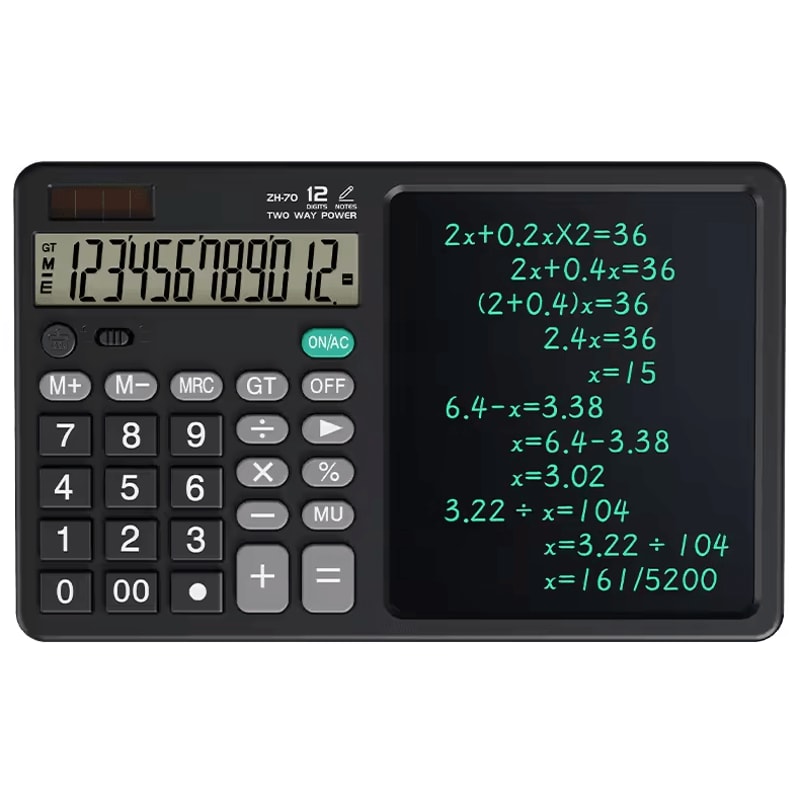 2in1 Calculator Writing Tablet Foldable 12Digit LCD Memo Pad With Stylus 4