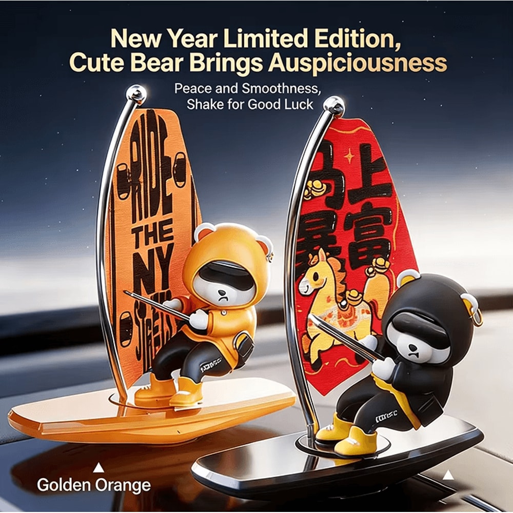 Cute Bear Sailboat Magnetic Parking Number Plate Creative Car Dashboard Decoration 0