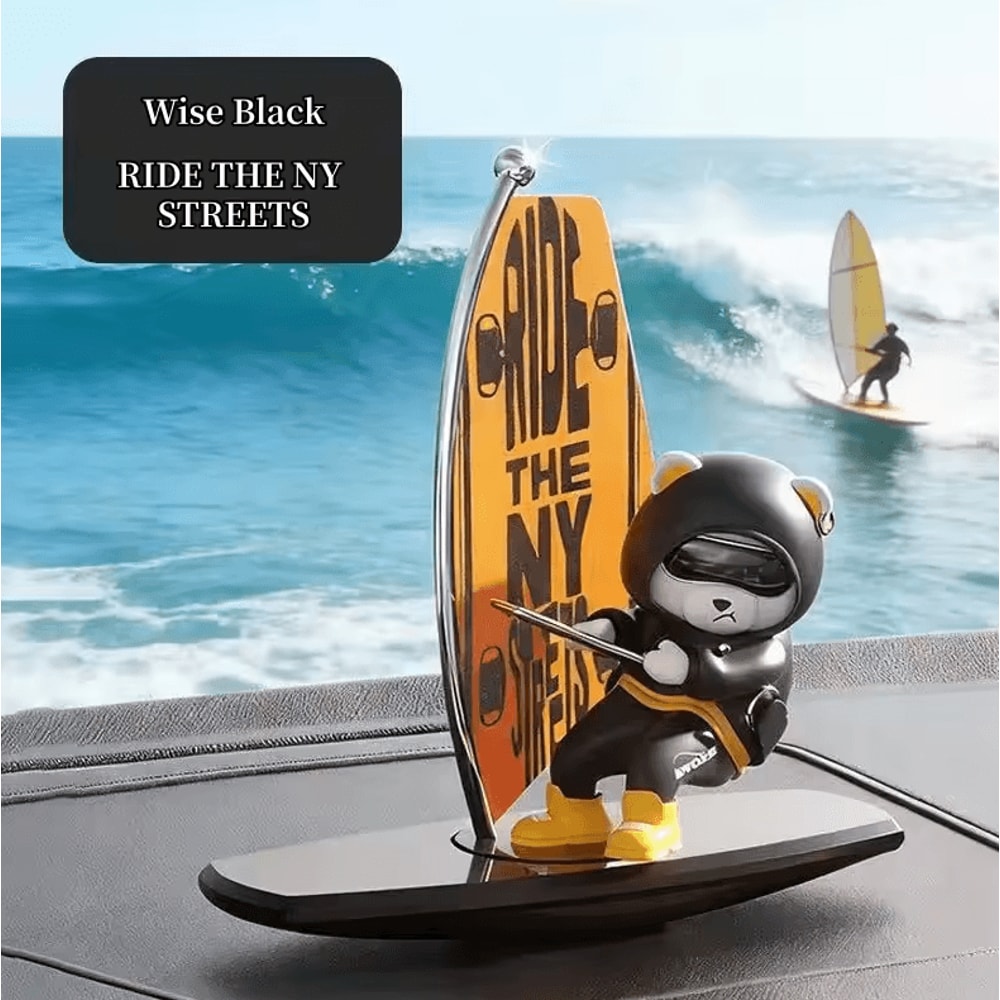 Cute Bear Sailboat Magnetic Parking Number Plate Creative Car Dashboard Decoration 1