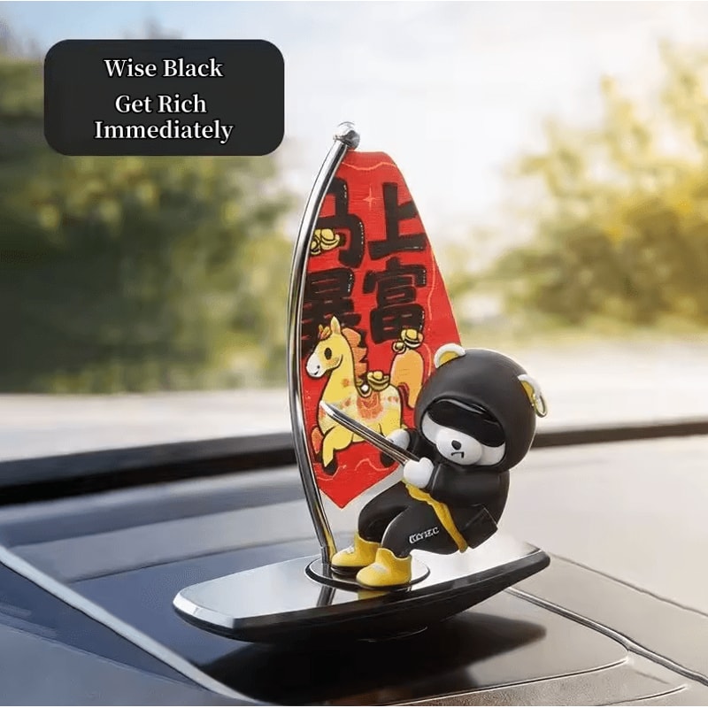 Cute Bear Sailboat Magnetic Parking Number Plate Creative Car Dashboard Decoration 4