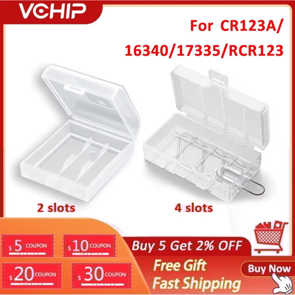 2Slot CR12316340 Battery Storage Case Transparent Hard Protective Box 0