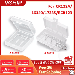 2-slot cr123/16340 battery storage case – transparent hard protective box