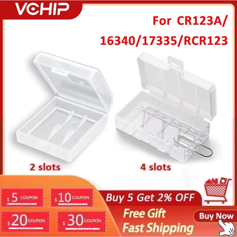 2Slot CR12316340 Battery Storage Case Transparent Hard Protective Box 0