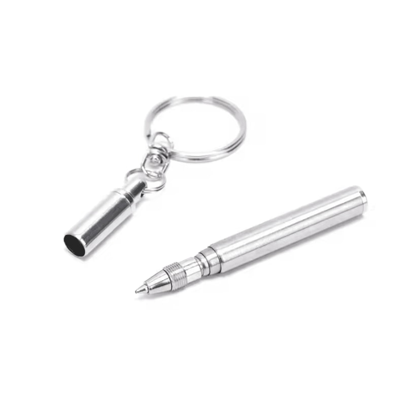 Mini Telescopic Keychain Pen Stainless Steel Retractable EDC Writing Tool 1