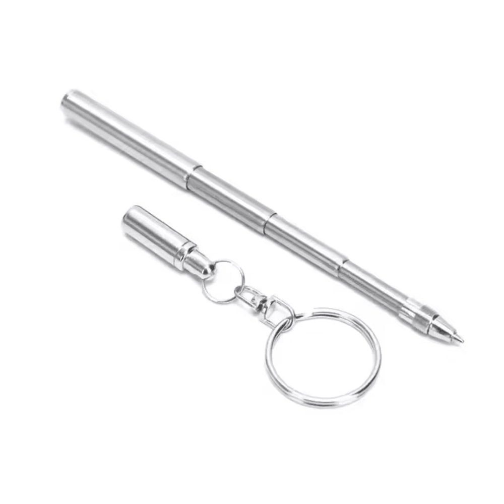 Mini Telescopic Keychain Pen Stainless Steel Retractable EDC Writing Tool 4