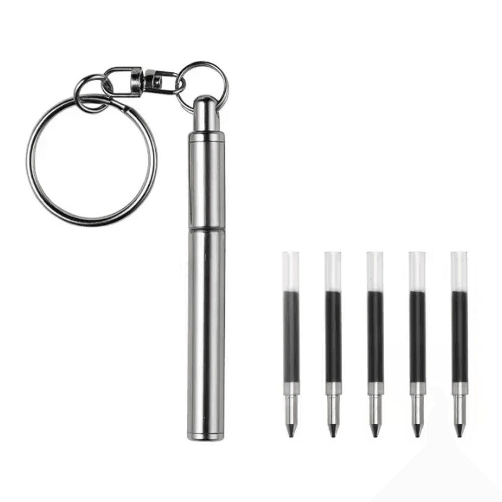Mini Telescopic Keychain Pen Stainless Steel Retractable EDC Writing Tool 5