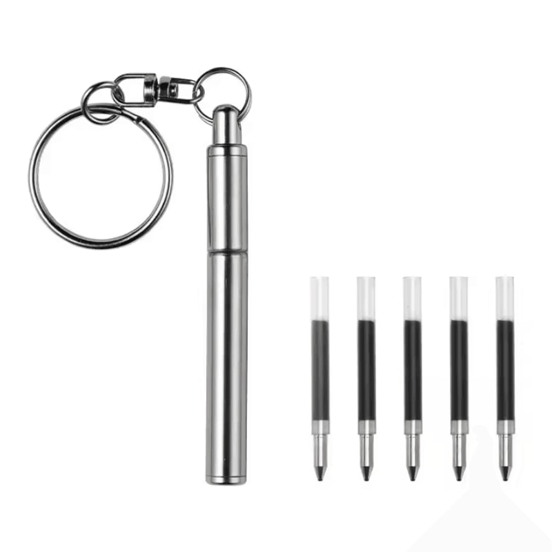 Mini Telescopic Keychain Pen Stainless Steel Retractable EDC Writing Tool 5