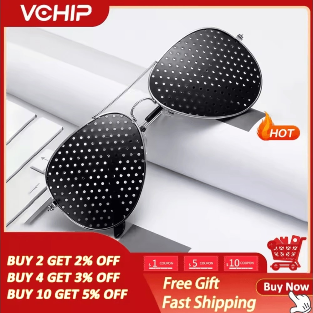 AntiFatigue Pinhole Glasses Vision Training Eye Protection Eyewear For Men Women 0