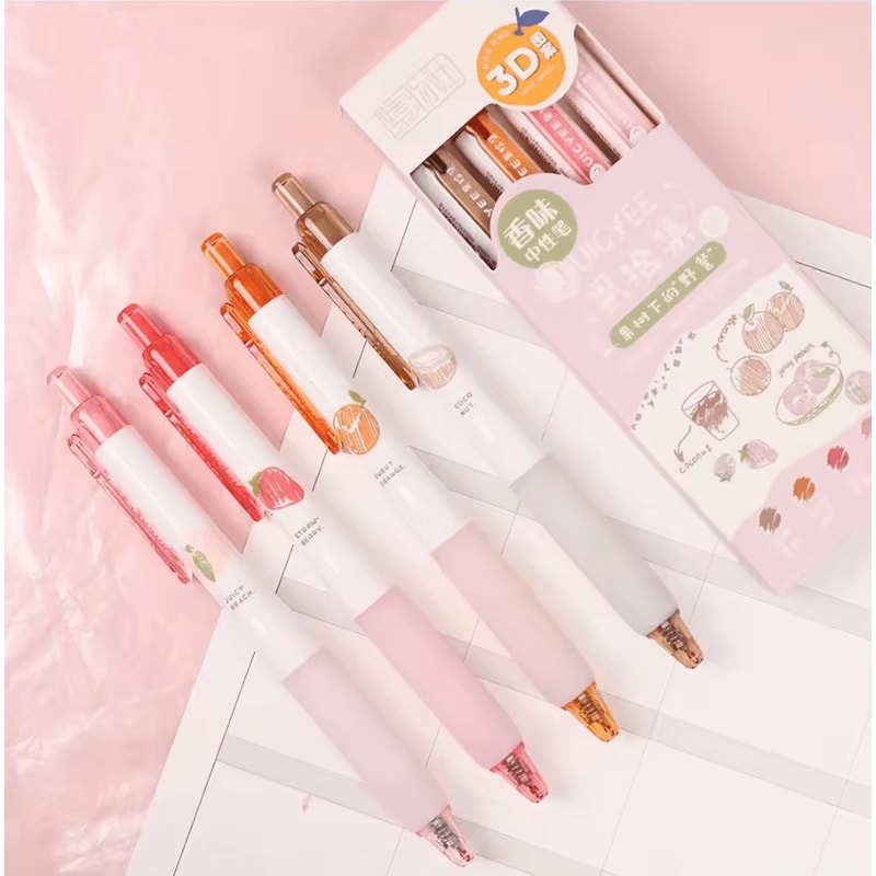 Creative 3D Fruit Scent Gel Pens 05mm Smooth Writing Kawaii Stationery Set 2